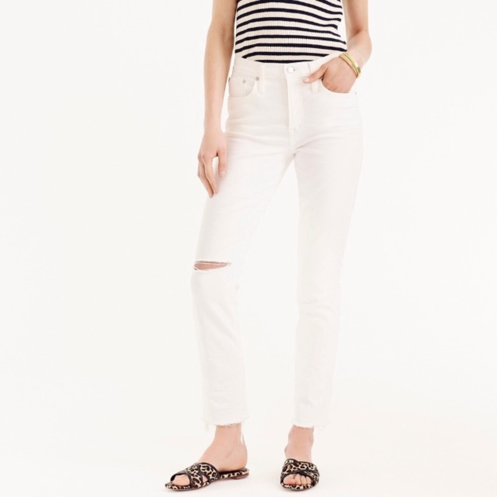 J.Crew Vintage Straight Jeans White with Raw Hem